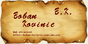 Boban Kovinić vizit kartica